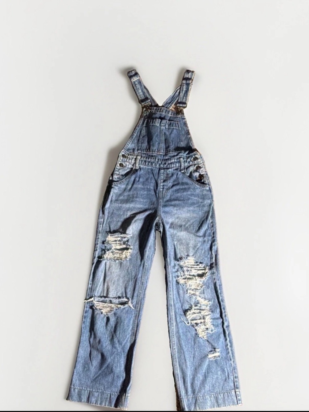 KanCan Light Blue Distressed Denim Overalls